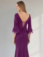 Chiffon Mother of the Bride Dress with 3/4 Sleeves