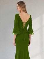 Chiffon Mother of the Bride Dress with 3/4 Sleeves