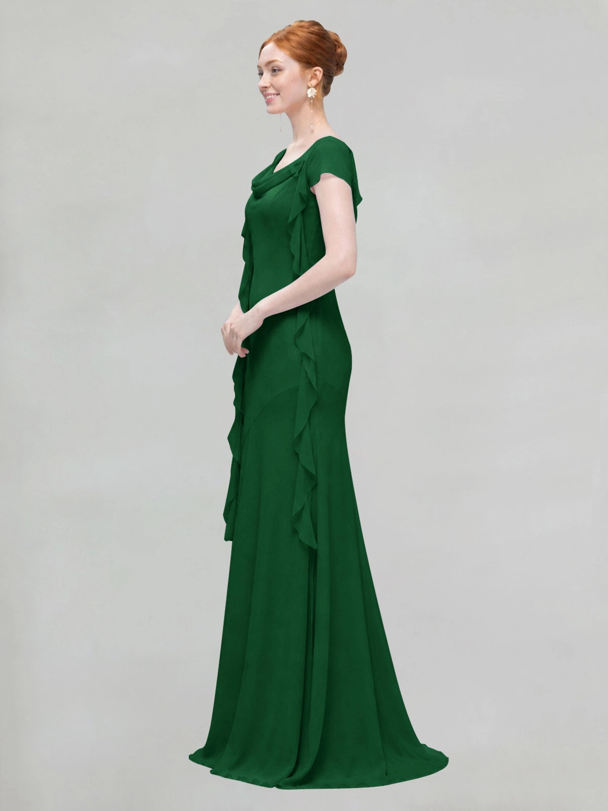 Flowy Ruffle Sheath Bridesmaid Dress 