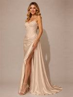 Silk-like Prom Dress with Appliques