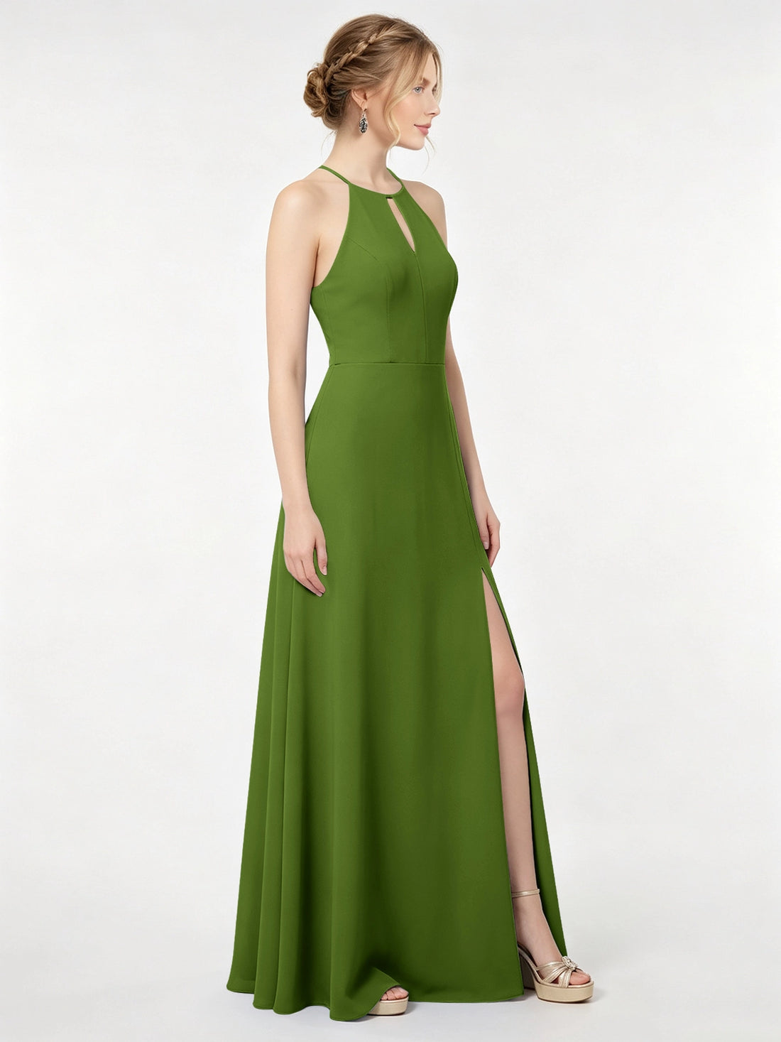 Chiffon Bridesmaid Dress with Halter 