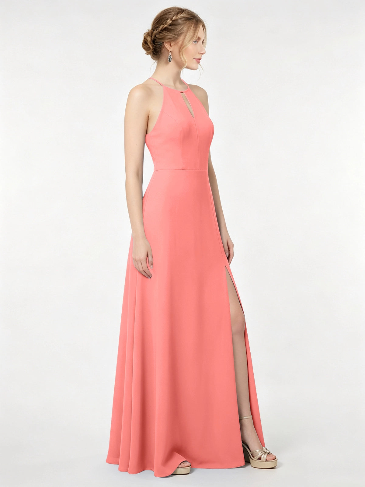 Chiffon Bridesmaid Dress with Halter 