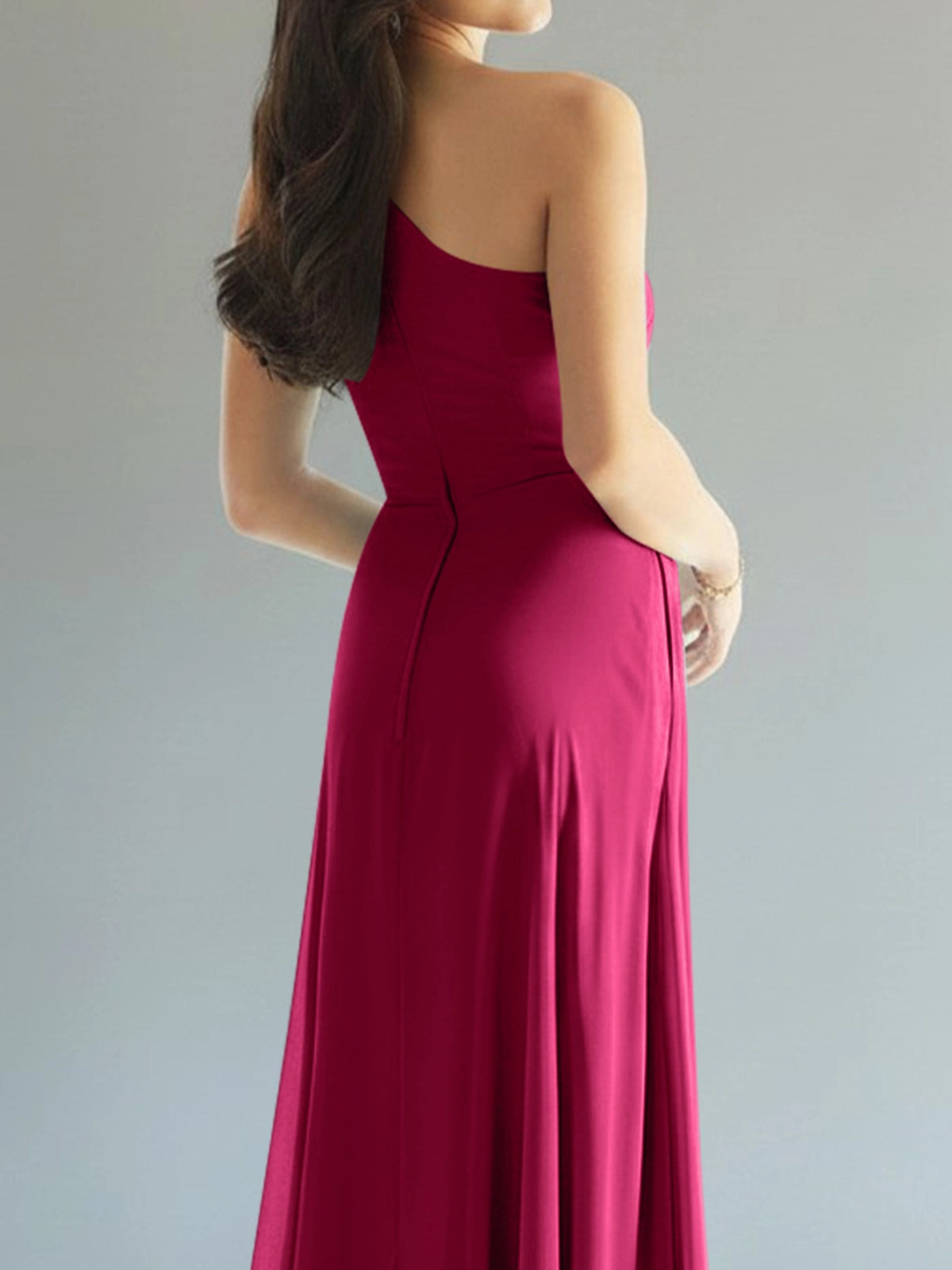 One-Shoulder Bridesmaid Dress with Slit