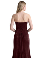 Velvet Prom Dress with Beaded Applique 
