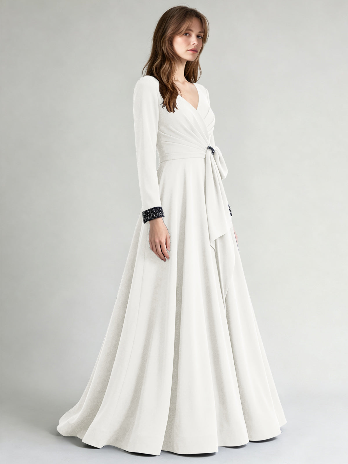 Stretch Satin Mother of the Bride Dress with Crystal