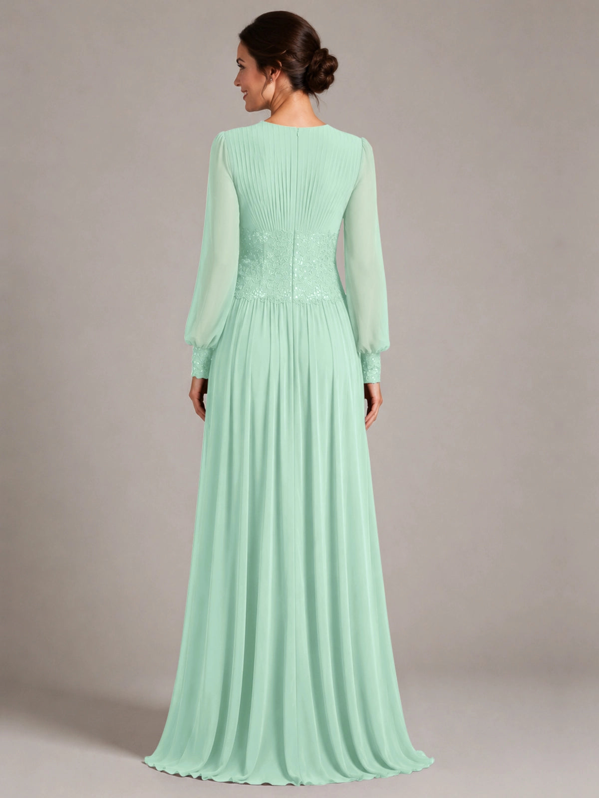 Chiffon Mother of the Bride Dress with Jewel Neckline 
