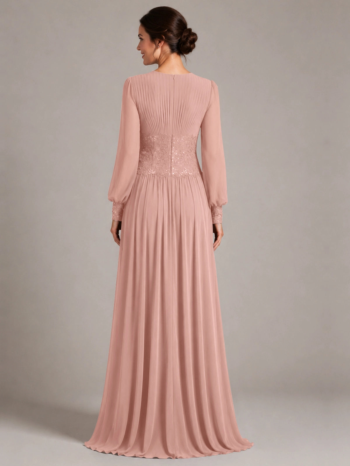 Chiffon Mother of the Bride Dress with Jewel Neckline 