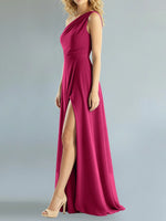 One-Shoulder Bridesmaid Dress with Slit