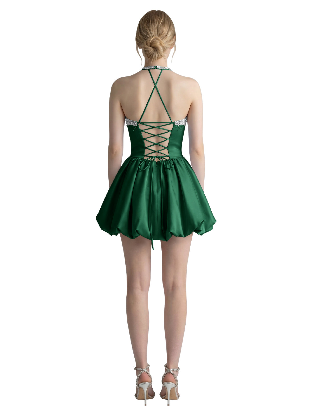 Beading Bubble Hem Mini Dress 