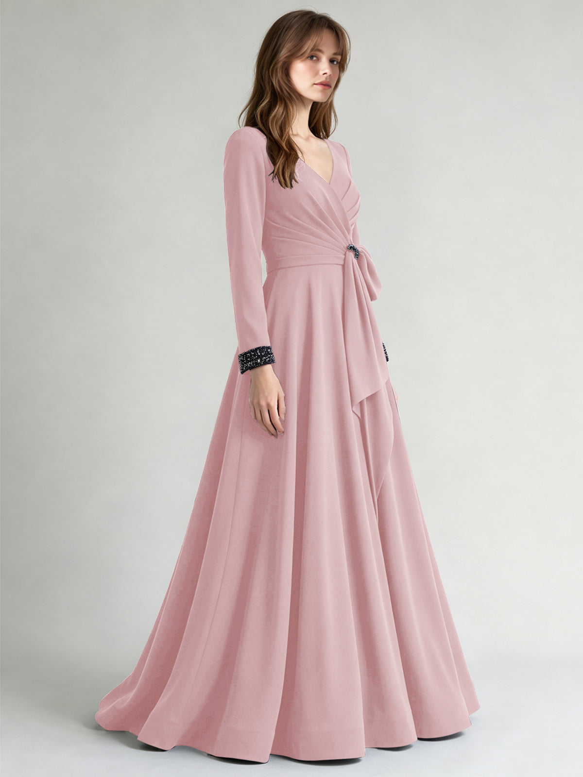 Stretch Satin Mother of the Bride Dress with Crystal