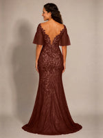 Mermaid Mother of the Bride Dress with V-neck 