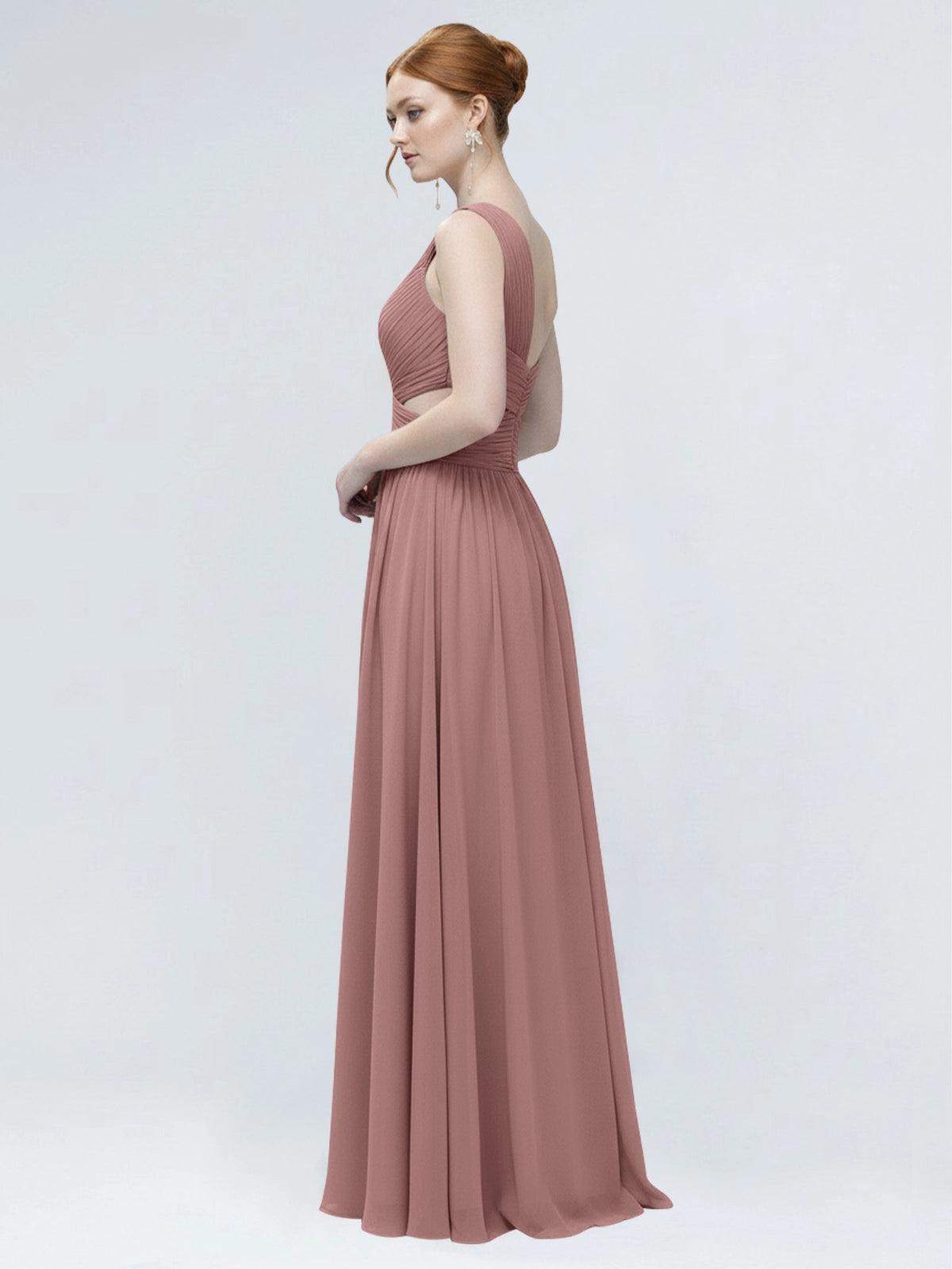 One-Shoulder Side Cut-Out Bridesmaid Dress 