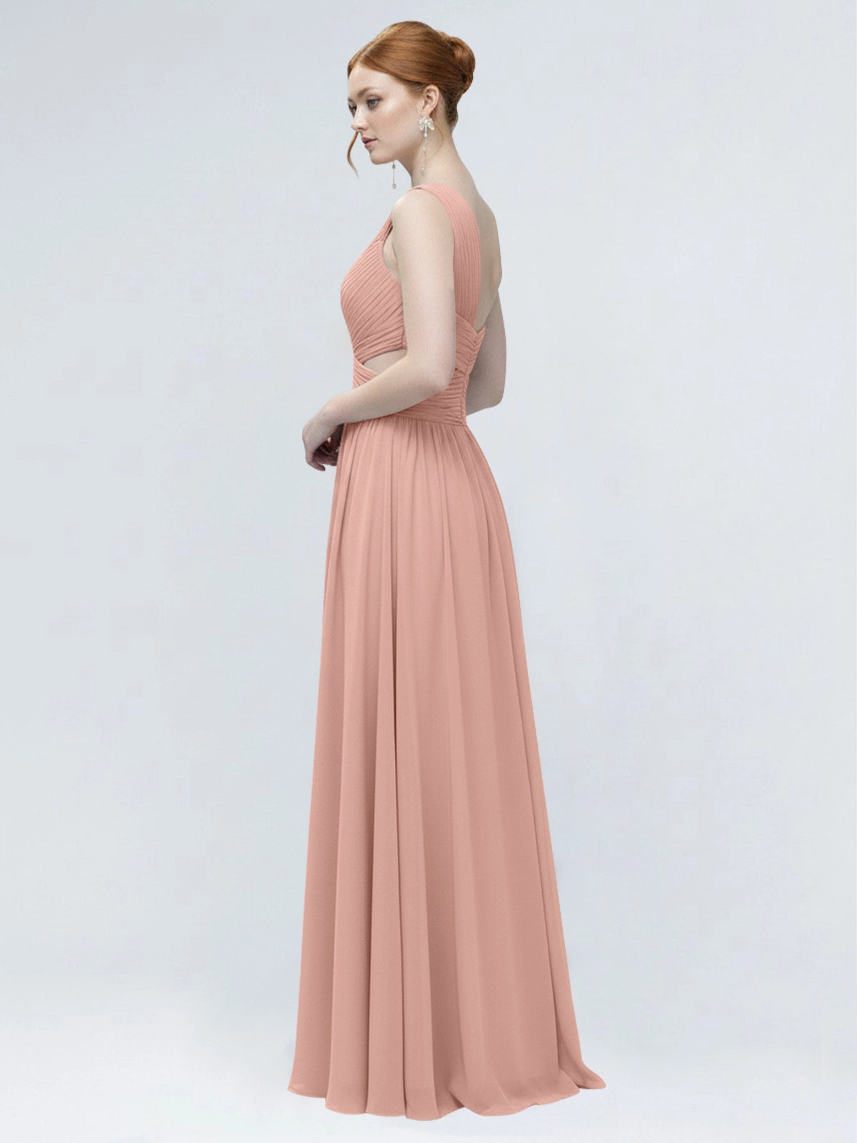 One-Shoulder Side Cut-Out Bridesmaid Dress 