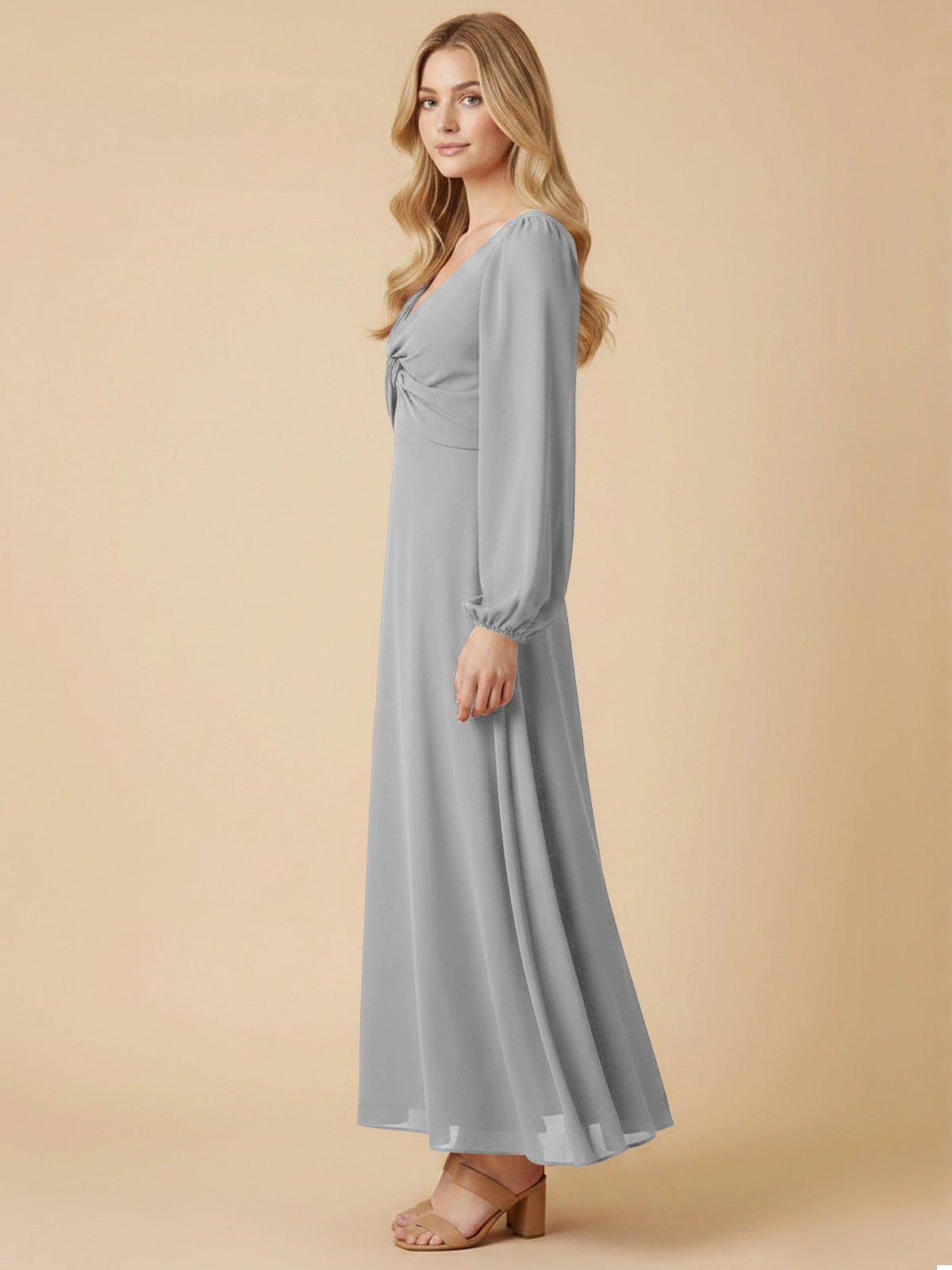 A-line Bridesmaid Dress with Long Sleeves 