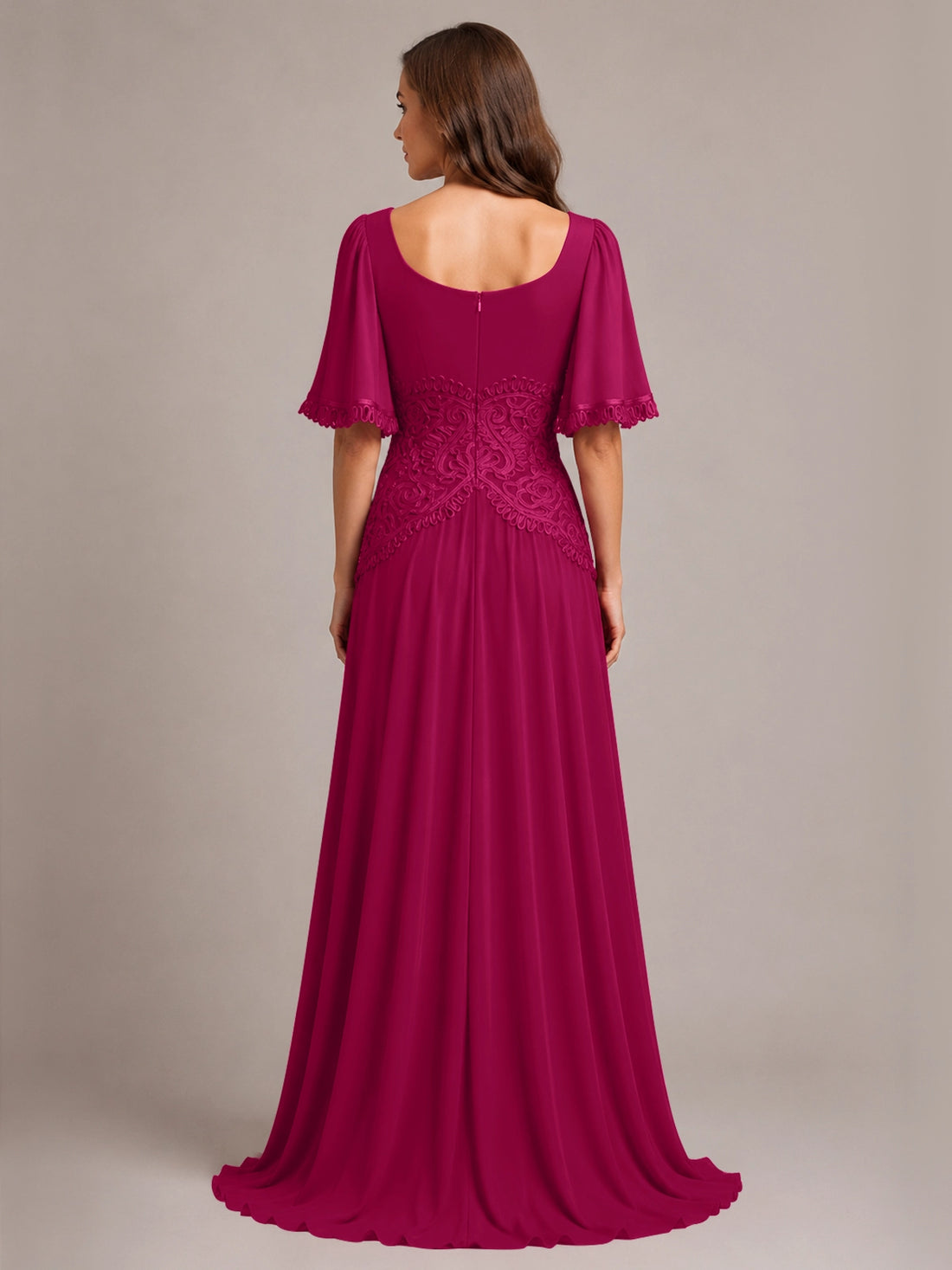 Cowl Neck Mother of the Bride Dress with Applique 