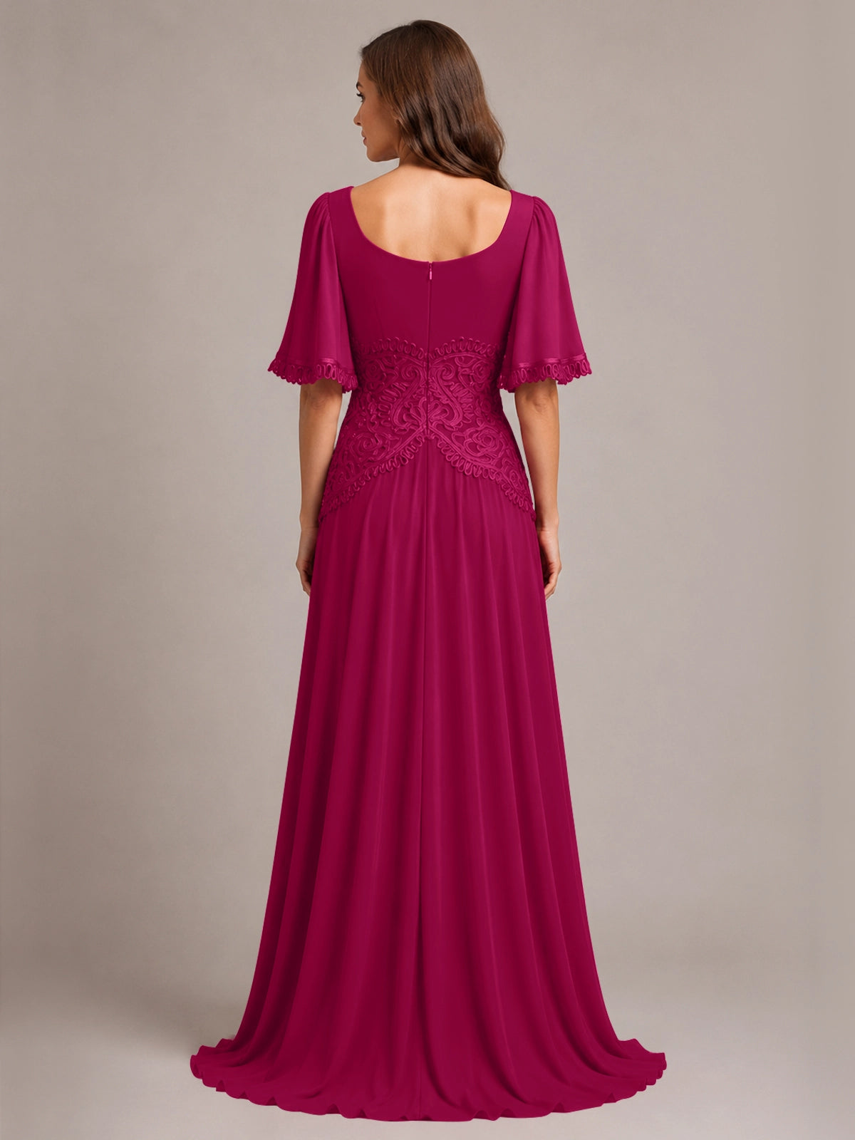 Cowl Neck Mother of the Bride Dress with Applique 