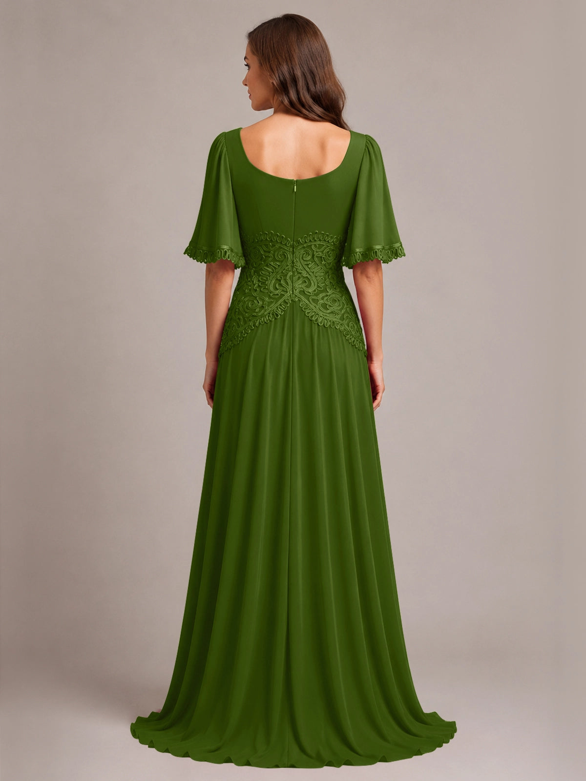 Cowl Neck Mother of the Bride Dress with Applique 