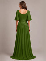 Cowl Neck Mother of the Bride Dress with Applique 
