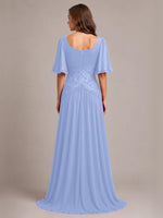 Cowl Neck Mother of the Bride Dress with Applique 