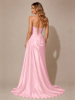 Silk-like Prom Dress with Appliques