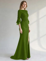 Chiffon Mother of the Bride Dress with 3/4 Sleeves