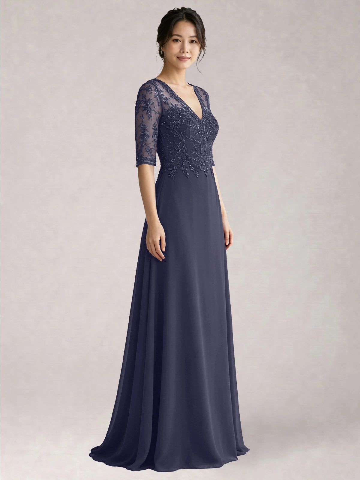 Lace Mother of the Bride Dress with Half Sleeves