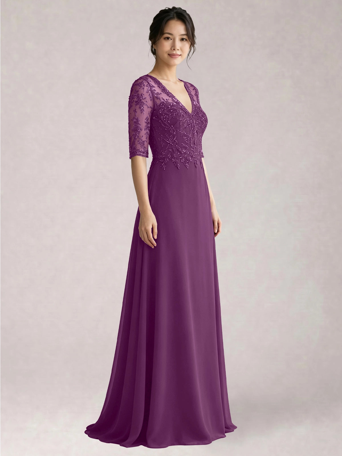Lace Mother of the Bride Dress with Half Sleeves