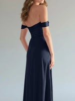 Off-the-Shoulder Slit Bridesmaid Dress 