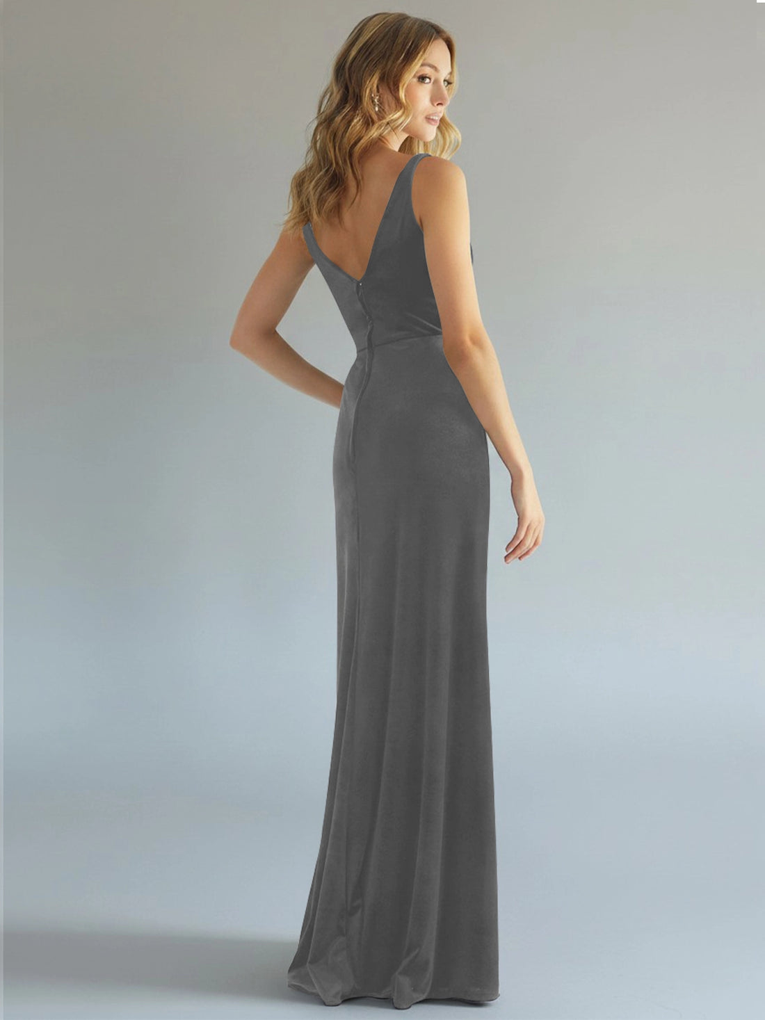 Velvet Bridesmaid Dress with Slit 