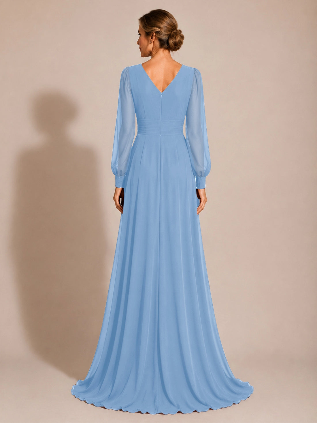 Chiffon Mother of the Bride Dress with Long Sleeves 