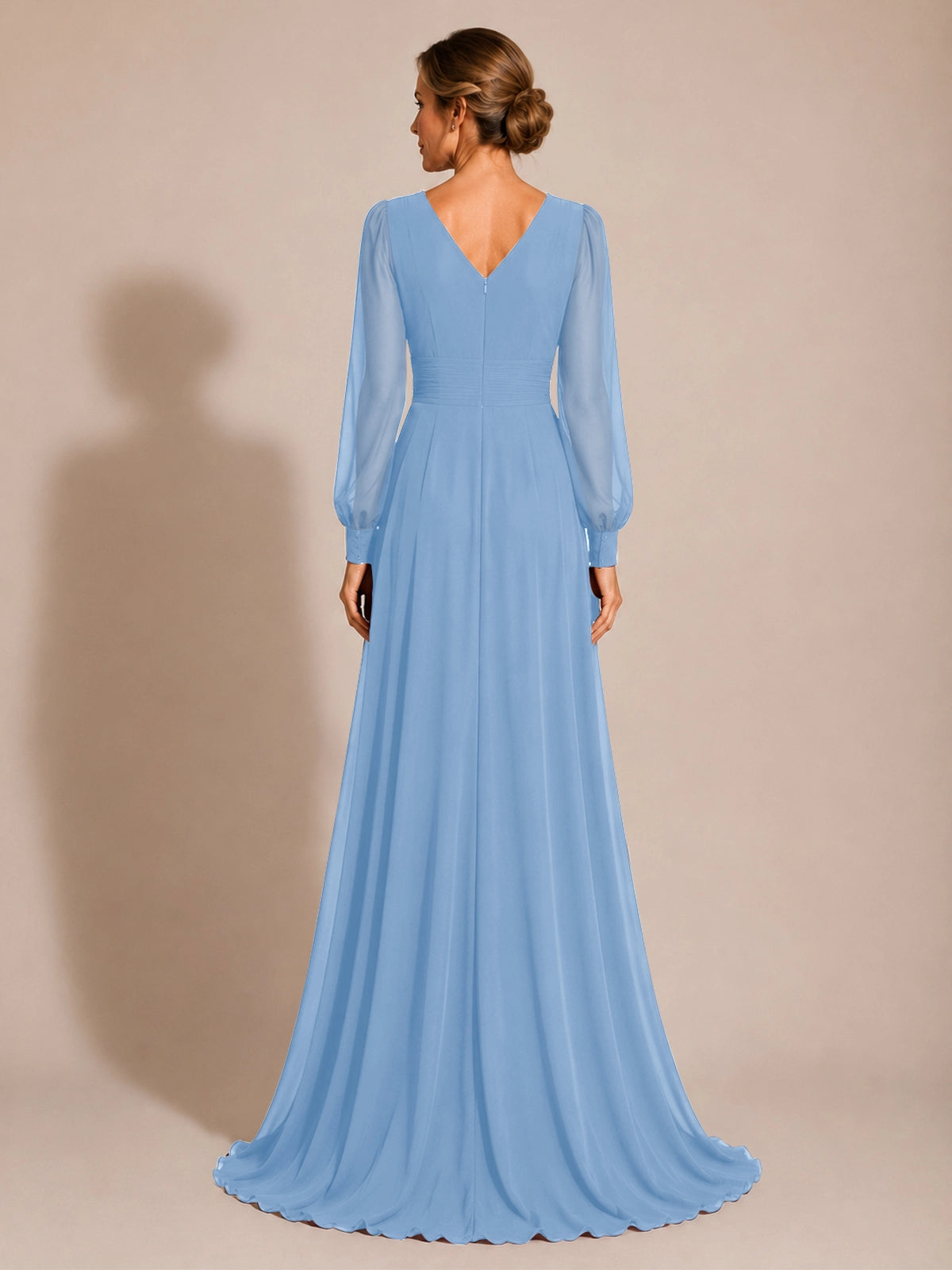 Chiffon Mother of the Bride Dress with Long Sleeves 