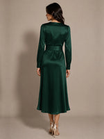 Silk-like Mother of the Bride Dress with Self-Tie Sash 