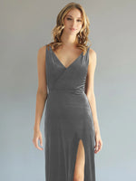 Velvet Bridesmaid Dress with Slit 