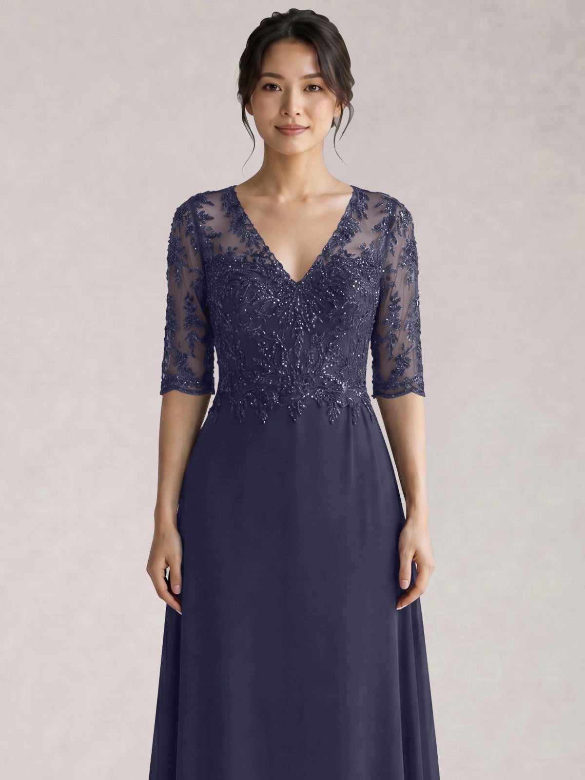 Lace Mother of the Bride Dress with Half Sleeves