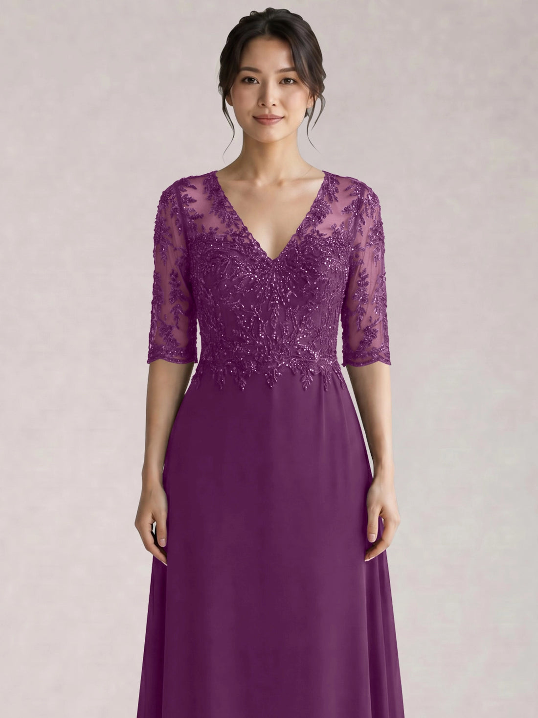 Lace Mother of the Bride Dress with Half Sleeves