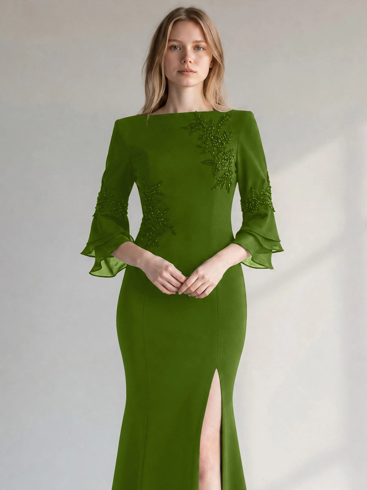 Chiffon Mother of the Bride Dress with 3/4 Sleeves