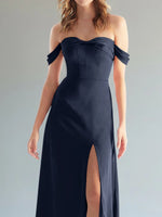 Off-the-Shoulder Slit Bridesmaid Dress 
