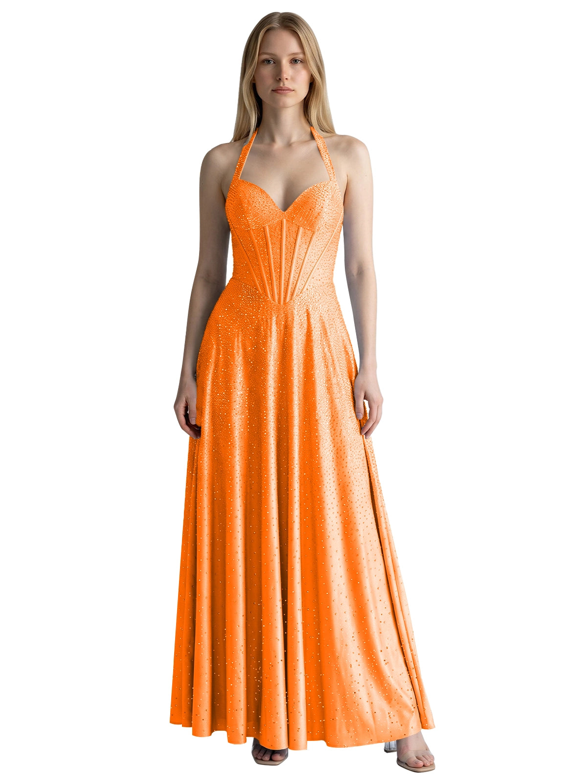 Halter Beaded Prom Dress 