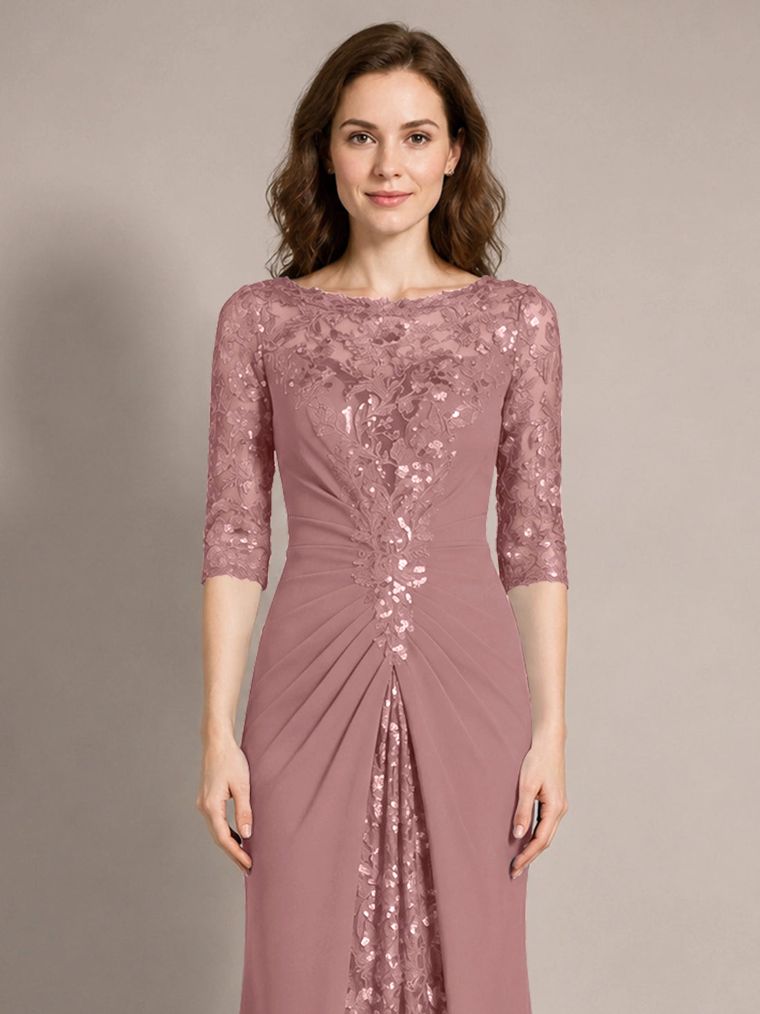Lace Mother of the Bride Dress with Applique 