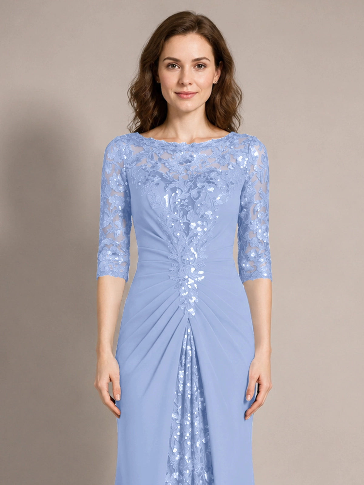 Lace Mother of the Bride Dress with Applique 