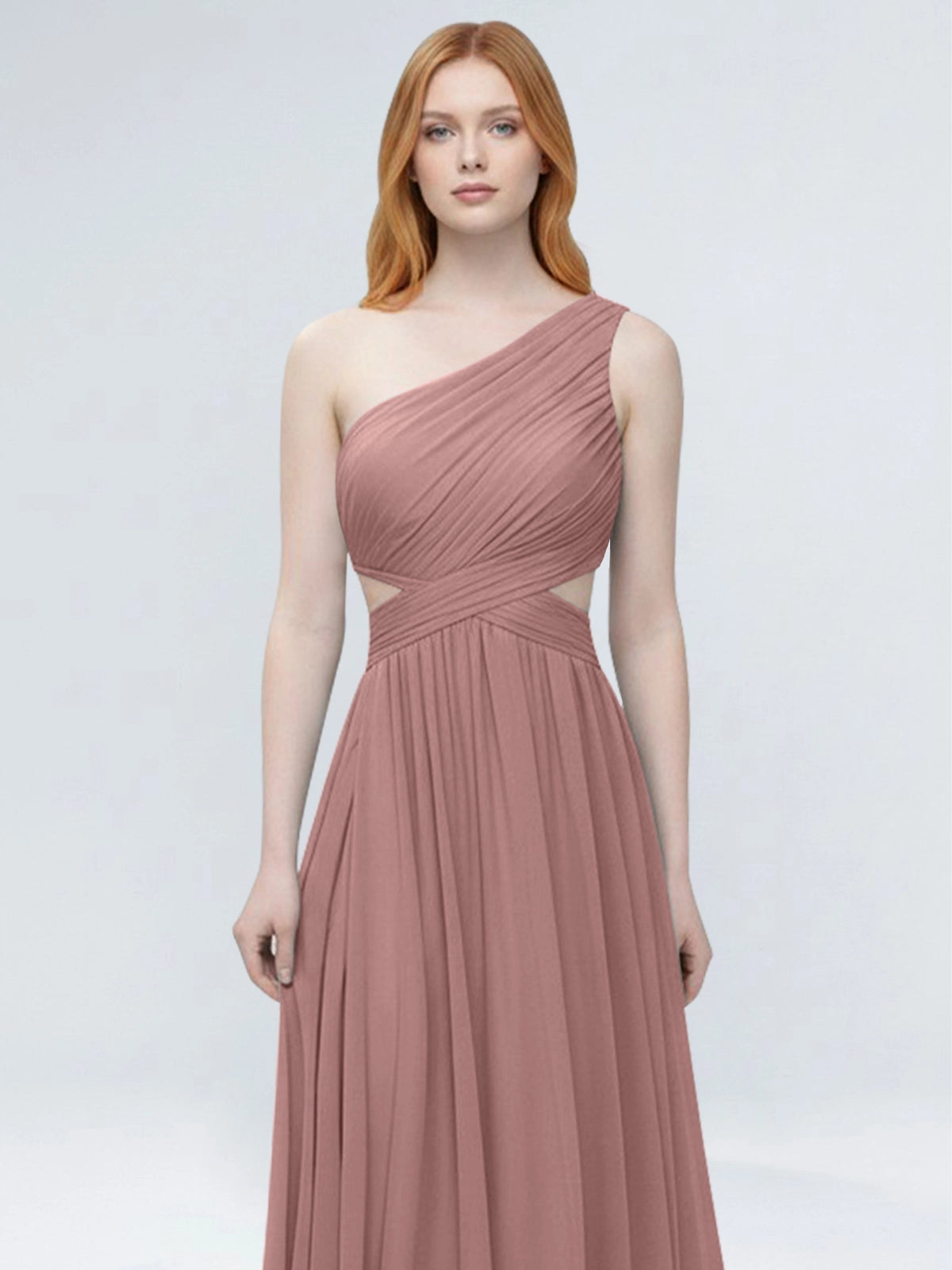 One-Shoulder Side Cut-Out Bridesmaid Dress 