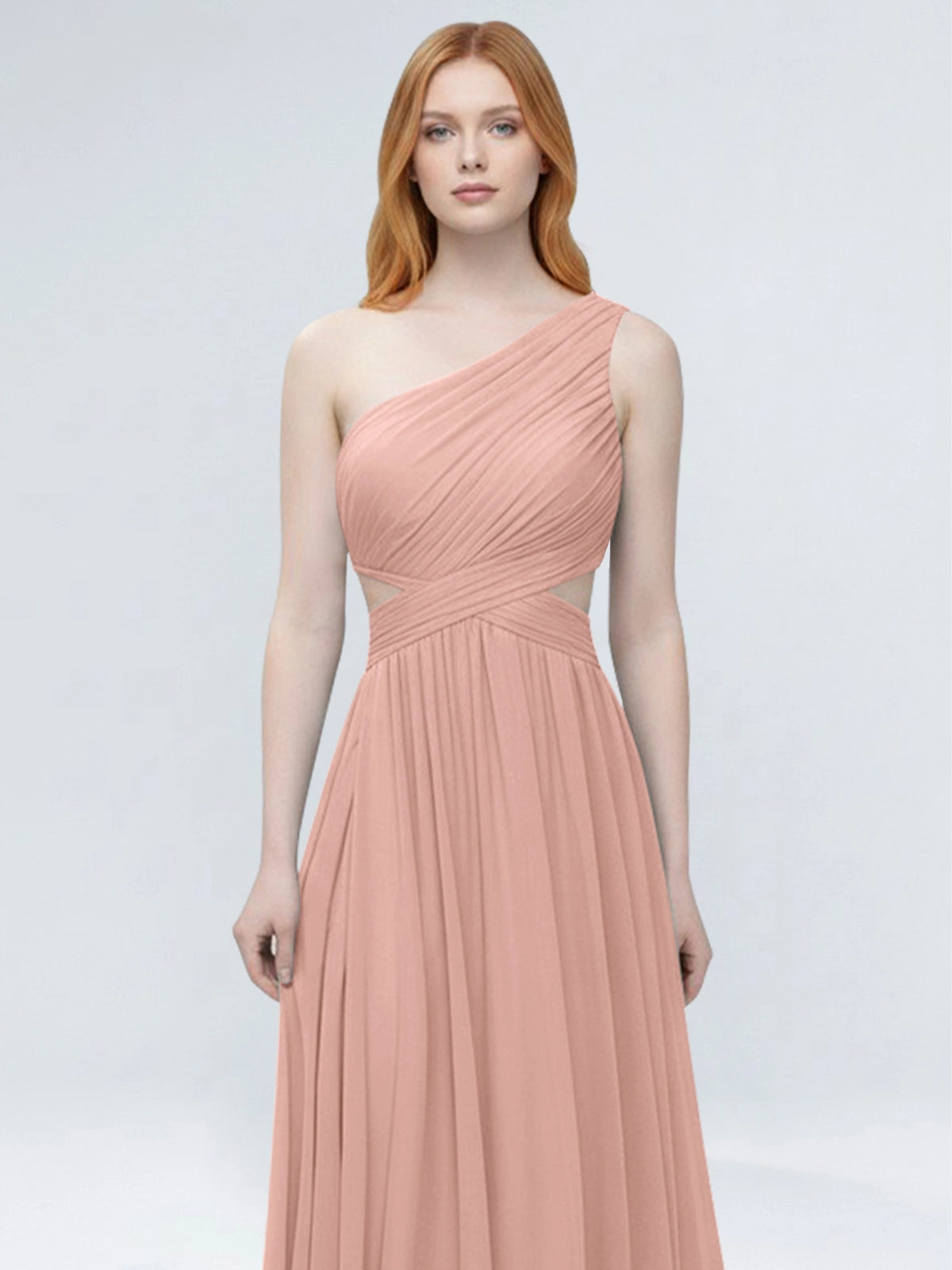 One-Shoulder Side Cut-Out Bridesmaid Dress 