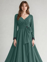 Stretch Satin Mother of the Bride Dress with Crystal