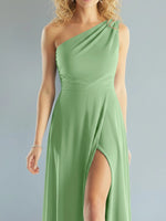 One-Shoulder Bridesmaid Dress with Slit