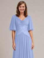 Cowl Neck Mother of the Bride Dress with Applique 