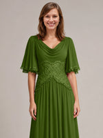 Cowl Neck Mother of the Bride Dress with Applique 
