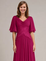 Cowl Neck Mother of the Bride Dress with Applique 
