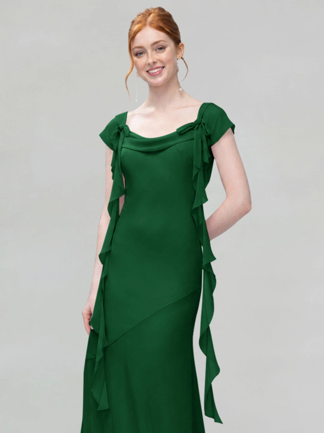 Flowy Ruffle Sheath Bridesmaid Dress 