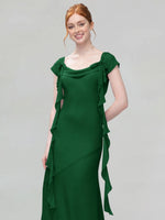 Flowy Ruffle Sheath Bridesmaid Dress 