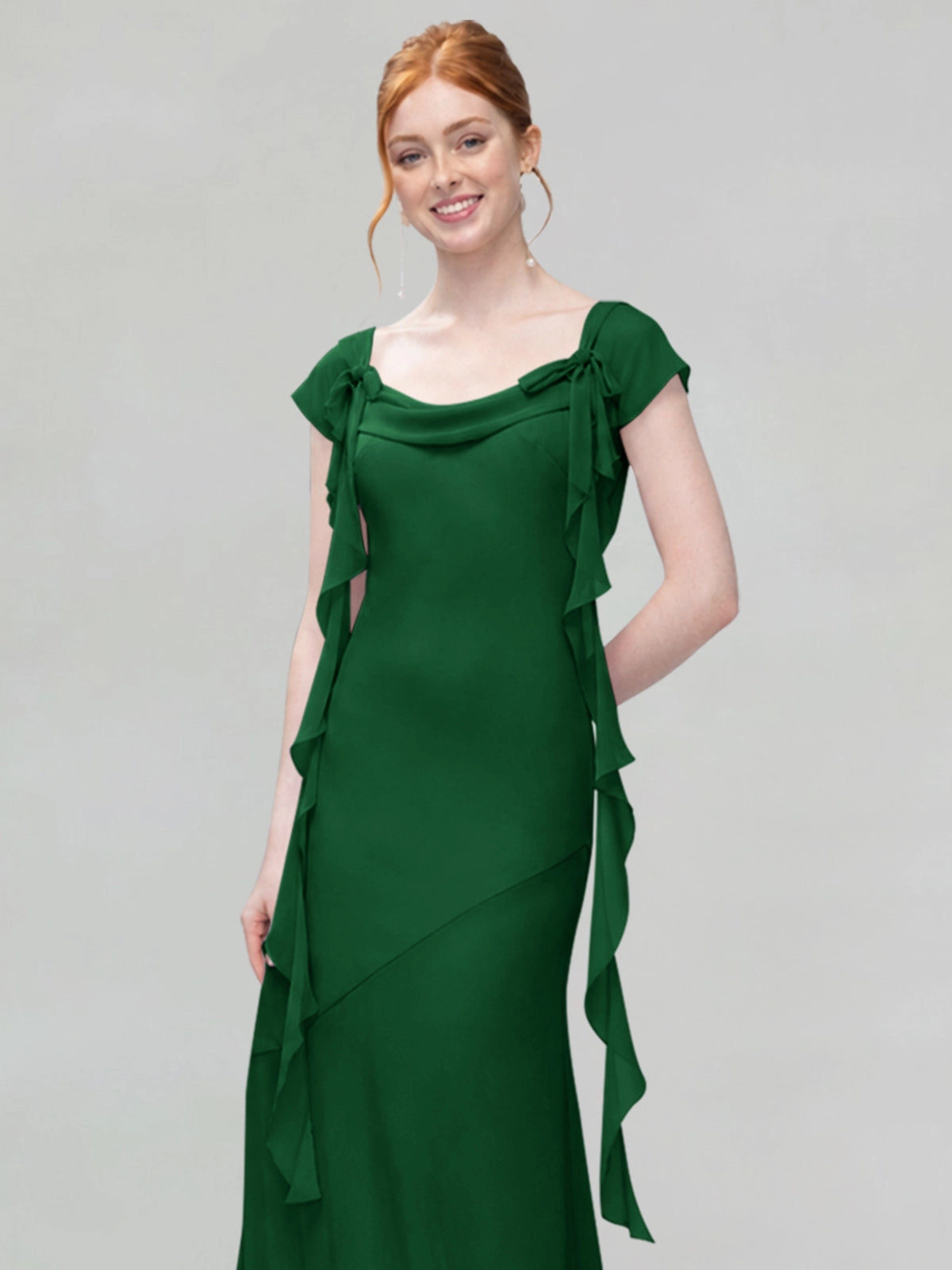 Flowy Ruffle Sheath Bridesmaid Dress 